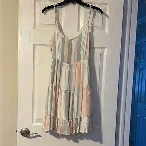 Striped Multicolor Sleeveless Dress or Beach Coverup